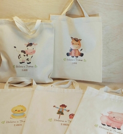 Sacola Personalizada - Estampa Grande - Fundo Reto - Alça de Mão - Algodão Cru
