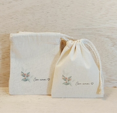 Saquinho Com Amor - Flores - Cordão Embutido 10x13cm - Lembrancinha