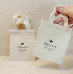 Sacolinha Minibag Casal de Gêmeos - Personalizada - Estampa Padrão - Algodão Cru - Lembrancinha de Nascimento - comprar online