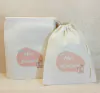 Saco Cordão Meu Skincare - Estampa Padrão Personalizada - Algodão Cru - Cordão Embutido - Lembrancinha de Casamento - Madrinhas