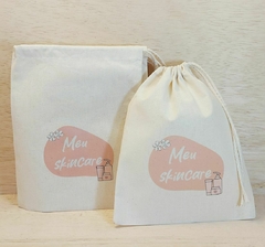 Saco Cordão Colhido com Amor - Estampa Padrão Personalizada - Algodão Cru - Cordão Embutido - Embalagem Sustentável - comprar online