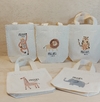 Sacolinha Minibag Safari Artbook Nome Idade - Estampa Grande - Algodão Cru