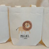 Sacolinha Minibag Leão Artbook Nome Idade - Estampa Grande - Algodão Cru