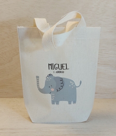 Imagem do Sacolinha Minibag Safari Artbook Nome Idade - Estampa Grande - Algodão Cru