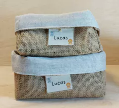 Imagem do Cesta Safari Fofucho - Juta e Tecido - Tag Personalizada - Lembrancinha de Aniversário