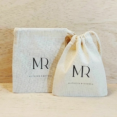 Saquinho Cordão Casamento - Nomes Individuais - Madrinhas - Team Bride - Estampa Padrão Personalizada - Algodão Cru - Lembrancinha - loja online