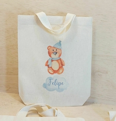 Sacola Personalizada Biblioteca - Livros - Estampa Grande - Fundo Largo - Alça de Mão - Algodão Cru - Lembrancinha de Aniversário - Craft.Mimo