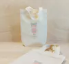 Sacolinha Minibag Metoo Doll - Chapéu Azul - Vestido Rosa - Personalizada - Estampa Padrão - Algodão Cru - Lembrancinha de Aniversário