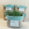 Cachepô Centro de Mesa Gratidão - Verde Menta - Lembrancinha - Juta e Tecido - Tag Personalizada