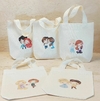Sacolinha Minibag Baby Princesas e Príncipes - Estampa Grande - Algodão Cru