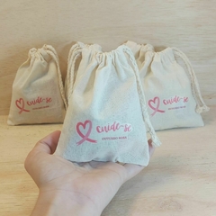 Saquinho Cordão Dia das Mães - Estampa Padrão Personalizada - Algodão Cru - Lembrancinha - loja online