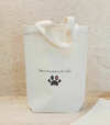Sacolinha Minibag Amor é uma Palavra de 4 Patas - Personalizada - Estampa Padrão - Algodão Cru - Lembrancinha