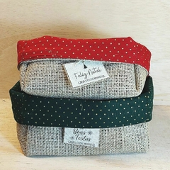 Cesta Natal com Mensagens - Cesta Natalina - Juta e Tecido - Tag Personalizada - comprar online