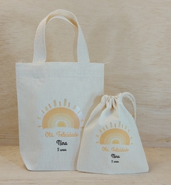 Sacolinha Minibag com Saquinho - Bolofofos - Personalizada - Estampa Grande - Algodão Cru - Lembrancinha de Aniversário - Craft.Mimo