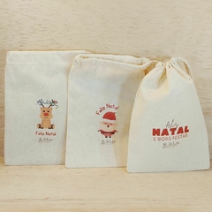 Saquinho Cordão Dia das Mães - Estampa Padrão Personalizada - Algodão Cru - Lembrancinha