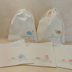 Saco Cordão Arco-Íris Boho - Estampa Padrão Personalizada - Algodão Cru - Cordão Embutido - Lembrancinha de Aniversário na internet