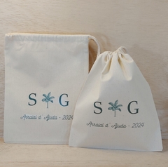 Saco Cordão Meu Skincare - Estampa Padrão Personalizada - Algodão Cru - Cordão Embutido - Lembrancinha de Casamento - Madrinhas - Craft.Mimo