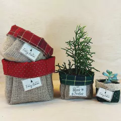 Cachepô Feliz Natal Xadrez - Brinde Natalino - Tag Personalizada - comprar online