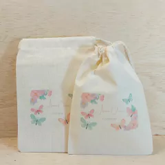 Saquinho Cordão Borboletas e Flores - Estampa Grande - Lembrancinha de Aniversário - Jardim Encantado