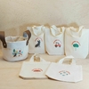 Sacolinha Minibag com Cesto de Lona - Mundo da Criança - Personalizada - Estampa Padrão - Algodão Cru - Lembrancinha de Aniversário