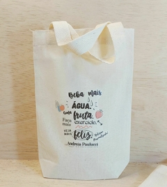 Sacolinha Minibag Joias Artesanais - Personalizada - Estampa Grande - Algodão Cru - Brinde Personalizado - comprar online