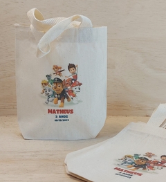 Sacolinha Minibag Patrulha Canina - Aquarelado - Personalizada - Estampa Grande - Algodão Cru - Lembrancinha de Aniversário na internet