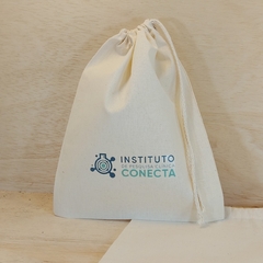 Saco Cordão Saúde - Clínica - Estampa Padrão Personalizada - Algodão Cru - Cordão Embutido - Brinde Ecológico