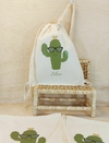 Saco Mochila Cacto - Lembrancinha de Aniversário - Algodão Cru - Personalizada