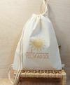 Saco Mochila Minha Primeira Volta ao Sol - Lembrancinha de Aniversário - Algodão Cru - Personalizada
