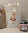 Kit Desconto Sacolinha Minibag com Cachepô Mini - Cavalinho - Personalizada - Estampa Grande - Algodão Cru - Lembrancinha de Aniversário
