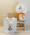Kit Desconto Embrulho de Páscoa com Sacolinha 15x16cm - Coelho Vintage Gravatinha - Algodão Cru - Personalizado - Embalagem para Ovo de Páscoa