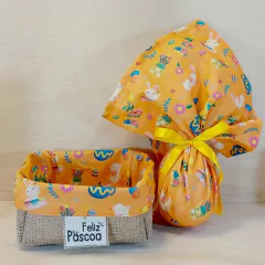 Embrulho de Páscoa Bolinhas Rabisco - Tecido - Embalagem para Ovo de Páscoa na internet