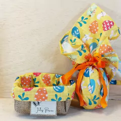 Embrulho de Páscoa Bolinhas Rabisco - Tecido - Embalagem para Ovo de Páscoa - Craft.Mimo