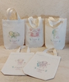 Sacolinha Minibag Fundo do Mar - Menina - Aquarelado - Personalizada - Estampa Grande - Algodão Cru - Lembrancinha de Aniversário
