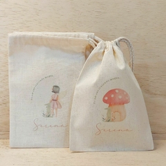 Saquinho Cordão Fadas e Flores - Estampa Grande - Lembrancinha de Aniversário - Jardim Encantado - Craft.Mimo