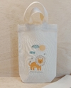 Sacolinha Minibag Leão - Safari - Primeira Volta ao Sol - Personalizada - Estampa Grande - Algodão Cru - Lembrancinha de Aniversário