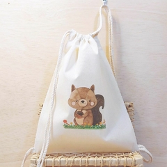 Saco Mochila Abelha Feliz - Lembrancinha de Aniversário - Algodão Cru - Personalizada na internet