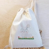 Saco Mochila Coelho Feliz - Lembrancinha de Aniversário - Algodão Cru - Personalizada