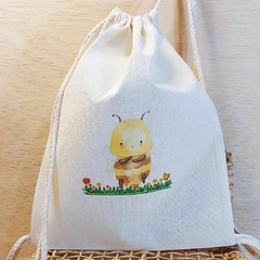Imagem do Saco Mochila Esquilo Feliz - Lembrancinha de Aniversário - Algodão Cru - Personalizada