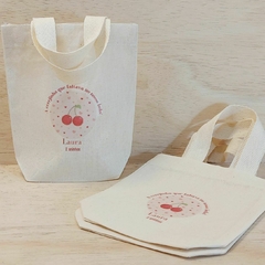 Sacolinha Minibag Minha Primeira Volta ao Sol - Menina - Personalizada - Estampa Grande - Algodão Cru - Lembrancinha de Aniversário