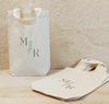 Sacolinha Minibag Monograma - Iniciais - Rosa - Personalizada - Estampa Grande - Algodão Cru - Lembrancinha de Casamento