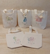 Sacolinha Minibag Fundo do Mar - Rabo de Sereia - Aquarelado - Personalizada - Estampa Grande - Algodão Cru - Lembrancinha de Aniversário