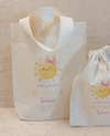 Sacolinha Minibag Minha Primeira Volta ao Sol - Menina - Personalizada - Estampa Grande - Algodão Cru - Lembrancinha de Aniversário
