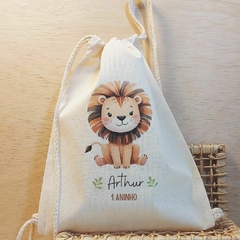 Saco Mochila Zebra Fofa - Lembrancinha de Aniversário Safari - Algodão Cru - Personalizada - loja online