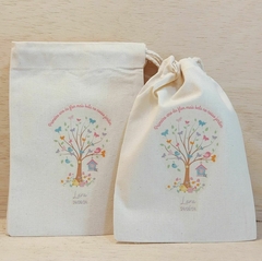 Saquinho Cordão Fadas e Flores - Estampa Grande - Lembrancinha de Aniversário - Jardim Encantado - loja online