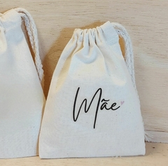 Saquinho Cordão Dia das Mães - Estampa Padrão Personalizada - Algodão Cru - Lembrancinha