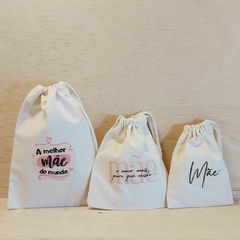 Saquinho Cordão Dia das Mães - Estampa Padrão Personalizada - Algodão Cru - Lembrancinha - comprar online