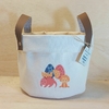 Cesto de Lona com Tag - Dinossauro Baby - Algodão Cru - Estampa Personalizada - Lembrancinha de Aniversário