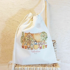 Saco Mochila Branca de Neve e 7 anões - Lembrancinha de Aniversário Personagens - Algodão Cru - Personalizada - comprar online