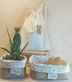 Imagem do Saco Mochila Sol - Lembrancinha de Aniversário - Algodão Cru - Personalizada